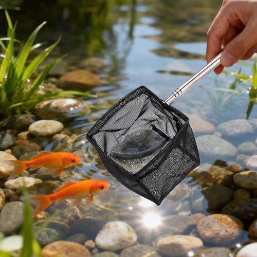3 Pcs Fish Net for Fish Tank, 3 Inch Fine Mesh Aquarium Net with 5.3-15.7 Inch Stainless Steel Long Handle, Fine Mesh Nylon Fishing Nets for Fish Shrimp Tank, Pond, Creek