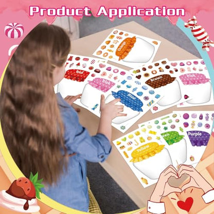 24 Sheets Candy Stickers Colorful, Make Your Own Sweets Jar Sticker for Kids, 8 Color Designs Candy Party Sweets Themed Dessert, Teacher Reward Decals for Home Classroom - style: Sweets Jar