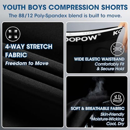 Youth Boys Padded Compression Sliding Shorts Pants With Soft Cup & Pocket - color: Black-0933b, size: Medium