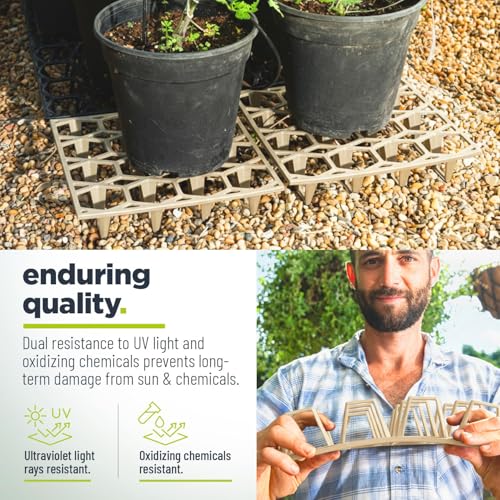 Pot Holder Plant Stand, Plant Riser, Modular Pot Spacer for Indoor and Outdoor Planters & Containers – UV-Resistant Drainage Tray for Airflow, Root Health & Cleaner Surfaces - 19.7x7.5x2.4 inches (Standard White, 10 Pack)