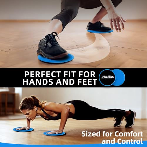 ZILLEEN Exercise Sliders for Working Out Pilates Fitness Discs 2pcs - color: Blue