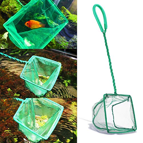 Aquarium Fish Nets, DSSPORT 4 Inch Small Mesh Fish Catch Nets with Plastic Handle Green