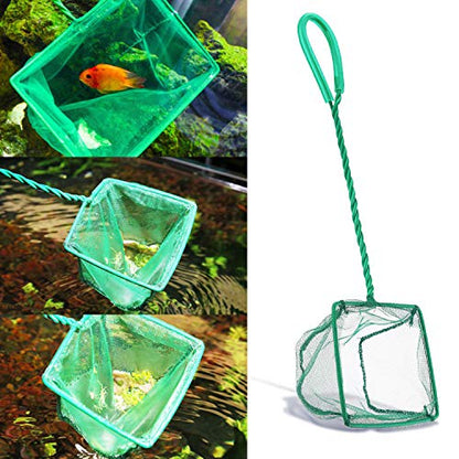 Aquarium Fish Nets, DSSPORT 4 Inch Small Mesh Fish Catch Nets with Plastic Handle Green