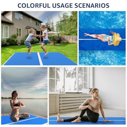 20FT Inflatable Tumbling Mat, 8 Inches Thickness Gymnastics Air Floor Track with Electric Pump, 6.6FT Extra Wide Training Mat for Home, Gym, Yoga, Cheerleading, Water Use