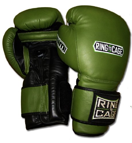 Ring to Cage 20oz, 22oz, 24oz Deluxe MiM-Foam Sparring Gloves - Safety Strap Boxing Training Gloves, for Boxing, MMA, Muay Thai, Kickboxing - color: Marine Green/Black, size: 20oz