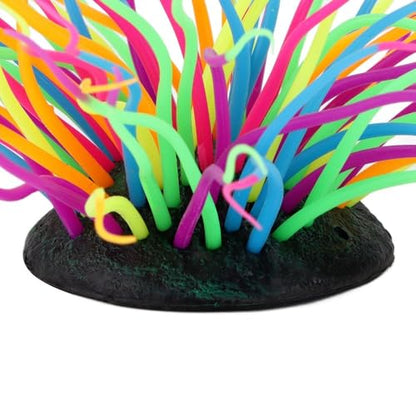 Luminous Silicone Anemone Corals Lifelike Underwater Plant Simulation Glow in The Dark Aquarium Decor for Fish Tank
