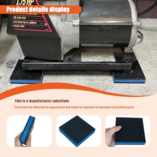 4 x 4 x 7/8 inches,Rubber Anti Vibration Pads Heavy Duty EVA Isolation Mats for Air Conditioner,HVAC System,Compressors,Washer and Dryer,Treadmill etc (4 Pack)