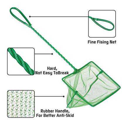 3PCS Aquarium Fish Net Fine Mesh Net Quick Catch Nets Nylon Fishing Nets with Long Plastic Handle for Fish Tank, Green, 3in 4in 6in - style: Classic