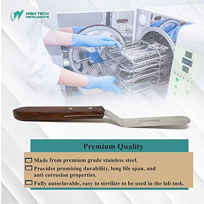 4" Blade Bayonet Lab Sptula with Wooden Handle Stainless Steel For Handling & Mixing Pastes, Gels Laboratory Tool with Smooth Polished Blades + Brass Rivets Lab Supplies