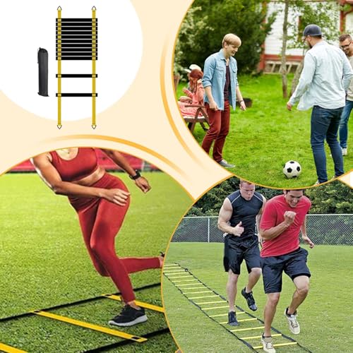 Training Ladder for Footwork Universal Portable Fitness Equipment | Soccer Practice Ladder for Athletes Track and Field Hockey Tennis Badminton - size: 6 meters