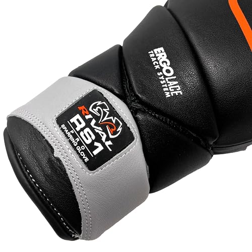 RIVAL Boxing RS1 Pro Sparring Gloves, 20th Anniversary Edition, Dynamic X-Shaped Lacing System with a 15 Degree Angled Lace Track - color: Black, size: 14 oz.
