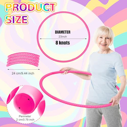 Poen 2 Pcs Detachable 23" Hoop and 7.3 Ft Jump Rope Set - color: Rose Pink