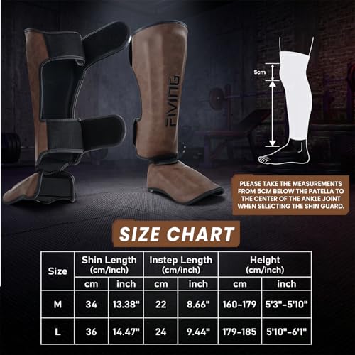 Retro Style Muay Thai Shin Guards,for Men Women - color: Dark Brown, size: Large
