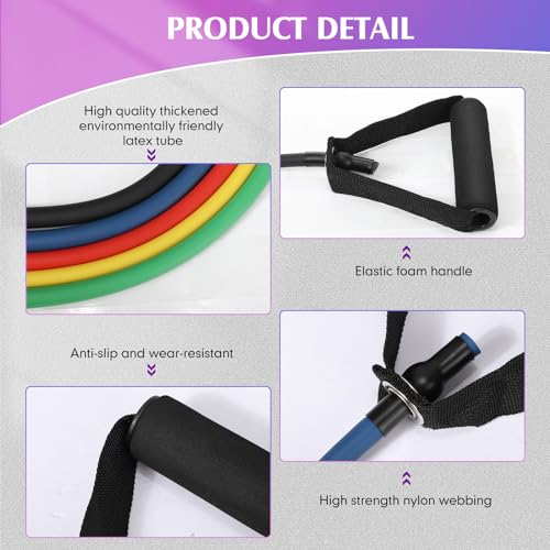 Shappy 10 Pcs Resistance Bands with Handles - color: Multicolor