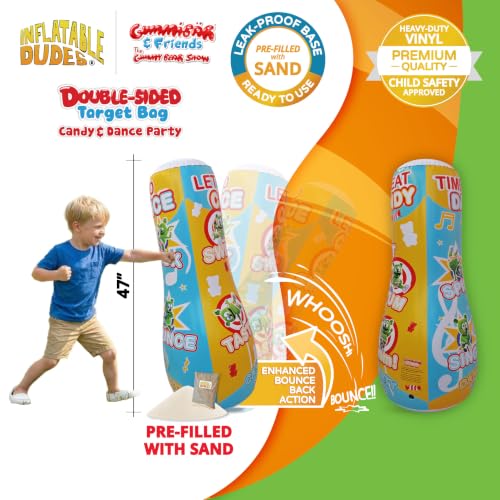 INFLATABLE DUDES Kids Punching Bag- Bop Bag | Sand-Base - color: Gummibar | Pre-filled with Sand, size: 47"