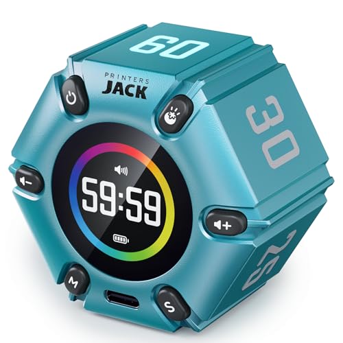 Smart FILP Pomodoro Timer 3/5/10/25/30/60min Preset, Silent & Sound Alarm | Productivity Cube timer, Visual Timer for Office, ADHD, Study, Work, Magnetic Timer with Flip Custom Countdown - Turquoise - color: Turquoise