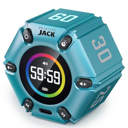 Smart FILP Pomodoro Timer 3/5/10/25/30/60min Preset, Silent & Sound Alarm | Productivity Cube timer, Visual Timer for Office, ADHD, Study, Work, Magnetic Timer with Flip Custom Countdown - Turquoise - color: Turquoise
