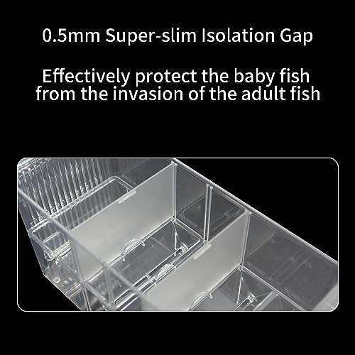 Fish Breeding Box for Aquarium, Acrylic Plastic Breeder Box for Fish Tank, Baby Snails Fishes Shrimp Clownfish Nursery Container, Fish Hatchery Incubator with Suction Cups