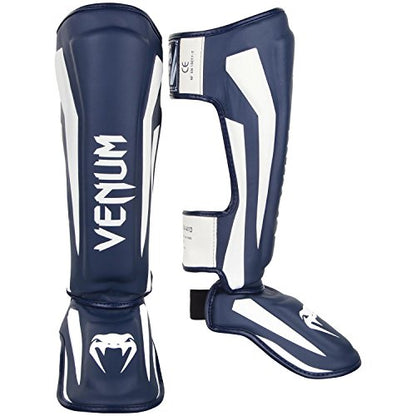 Venum Elite Standup Shin Guards - color: White/Navy Blue, size: Medium