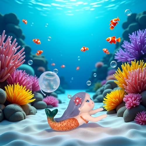 Floating Fish Tank Decor, Aquarium Fish Mermaid, Ornaments, Eye Catching Decoration, Aquatic Pets Cartoon, Miniatures Figures for, Aquarium Décor Thematic Ornaments