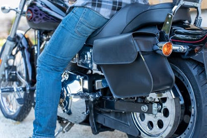 Willie & Max Handcrafted Compact Slant Motorcycle Saddlebag Set 58801-00 - size: Compact