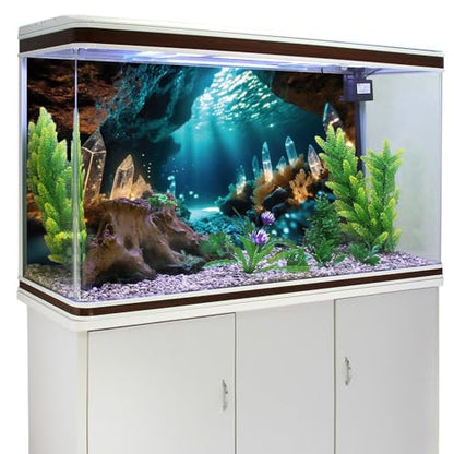 AWERT 36x20 inches Fantasy Garden Aquarium Background Under The Sea Background Sunshine Underwater Bubble Coral Rock Crystal Climbing Pet Background Decoration - size: 36x20in/90x50cm