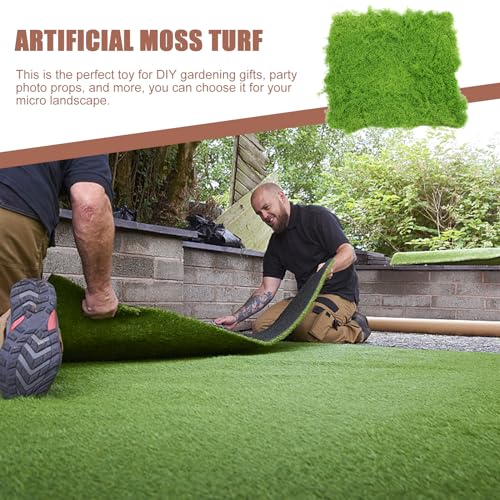 BESPORTBLE Artificial Moss Mat - Realistic Light Green Fake Grass Turf for Outdoor Landscaping, Window Display, Miniature Fairy Gardens, Easy to Install & Maintain