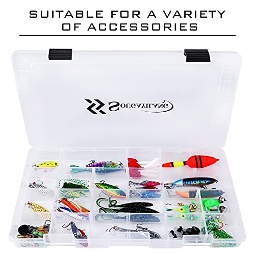 Sougayilang Fishing Tackle Boxes - 3600 3700 Plastic Storage Organizer Box with Removable Dividers - Fishing Tackle Storage - 4 Packs Transparent Tackle Trays
