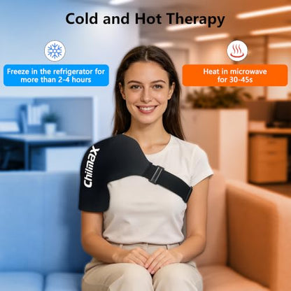 Shoulder Ice Pack Wrap for Rotator Cuff Cold Therapy Brace 2Pack - color: 2 Pcs Large-black