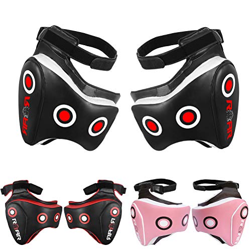 Kickboxing Thigh Pads Training Kick Muay Thai Leg Protector Guard (BLK/White, Pair)