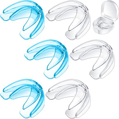 TOODOO 6 Pieces Youth Braces Mouth Guard with Cases, White, Blue - color: Transparent, Transparent Blue