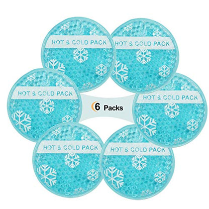OLESILK Small Round Gel Beads Ice Packs with Cloth Backing, 6 Packs
