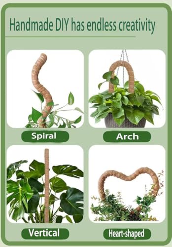 Moss Pole Monstera Plant Support - 2 Pack 28" Bendable Coco Coir Pole for Indoor Climbing Plants with Plant Sticks Support