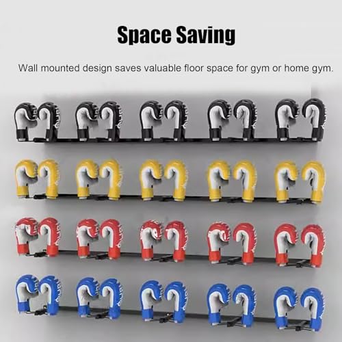 Wall Mounted Display Boxing Glove Holder, Black Powder Coated Storage Rack with Metal Hook, Hold 2/3 / 4/5 Pair of Training Gloves Dryer,96cm/37.7in Long - size: 96cm/37.7in long