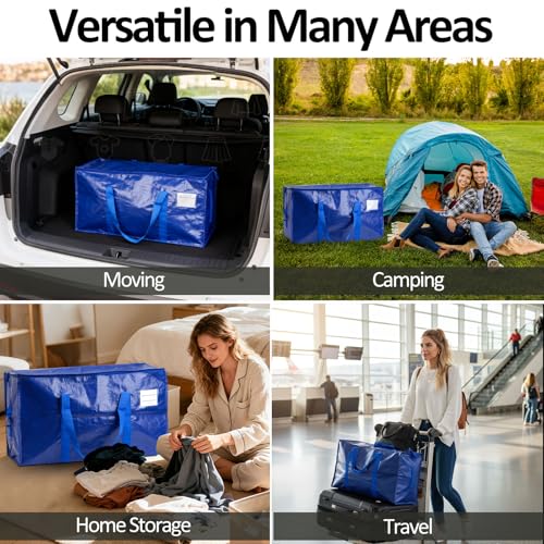 2-Pack Moving Bags, 23 Gallon Heavy Duty Waterproof Storage Totes with Reinforced Handles for Dorm & Home