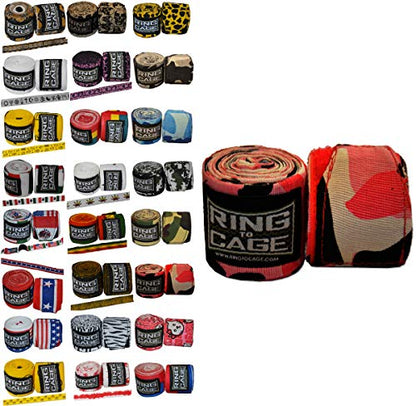 Ring to Cage Handwraps Mexican Style Stretchable- Patterned 180" Long - 23 Color Patterns - color: Pink Camo