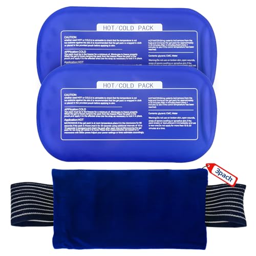 Ice Packs for Injuries Reusable (3-Piece Set) – Hot and Cold Ice Packs for Knee, Reusable Gel Wraps Support, Adjustable Ice Pack Pain Relief for Shoulders, Back Joints Muscles, Knees, Arms and Legs - size: 3 Piece Set - Regular, style: Light Blue