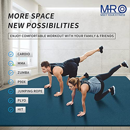MRO Extra Large Exercise Mat 15'x6'/12'x6'/9'x6'(7mm) - color: Blue, size: 6*9 FT