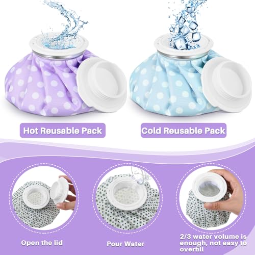 Honoson Reusable Ice Bags Hot Cold Therapy Leakproof,None | Screw Cap Leak-proof Seal, For Injuries Swelling Bruises Fever, Soft Breathable Fabric Stays Flexible, Wide Opening Easy Fill - style: Polka Dots Style