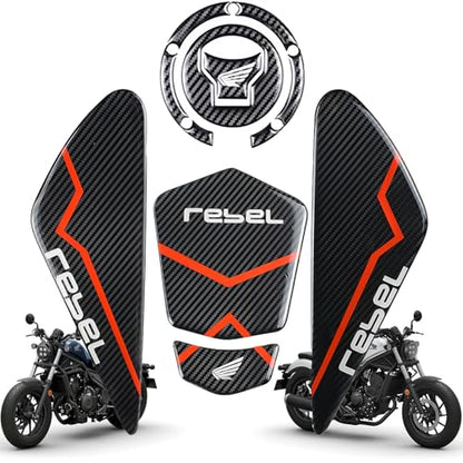 Tank Pad Sticker For Rebel300 Rebel250 Rebel500 Thermal Insulation, Damage Prevention, Coating Protection,The Fuel Tank Pad,New Styles (Black and Red) - color: Black and Red