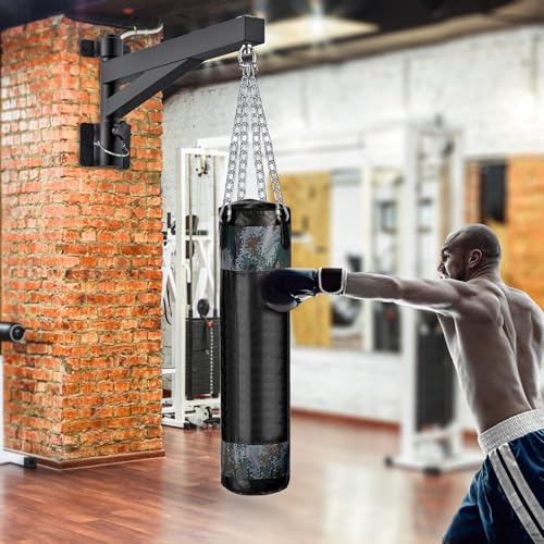 BeneLabel Heavy Bag Hanger for Punching Bag Beam Mount Hardware 360° Rotation Boxing Bag Ceiling Mount I-Beam Hanger for Hanging Heavy Punching Bags Wall Hangers - color: 61cm(24인치) 블랙 벽걸이 (전용)