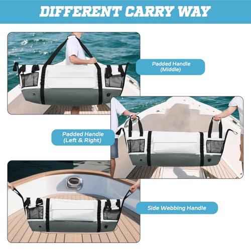Insulated Fish Cooler Kill Bag with Flat Bottom-26x18 31x14 40x16 50x18 60x20 70x25 Inches Waterproof Fishing tackle Kill Cooler Bag - color: CreamGrey-60x20x10
