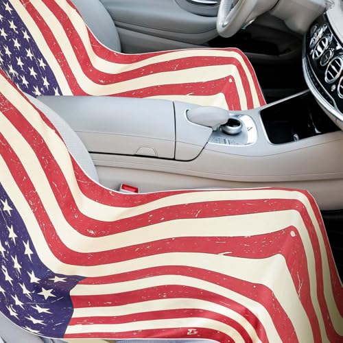 Hahafelt 2 Pack Car Seat Towel Cover with Storage Bag, American Flag - style: American Flag