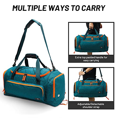 MIER Large Gym Bag for Men 60L Duffel Bag with Shoe Compartment - color: Olive Green