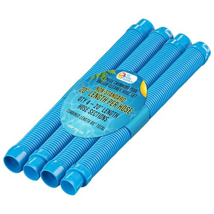U.S. Pool Supply Professional Swimming Pool Vacuum Cleaner Hoses, Shorter 20" Sections, 4 Pieces - Extension Replacement Hoses 1.5" Cuffs Flexible Spiral Wound - Fits Most Brands of Automatic Cleaners