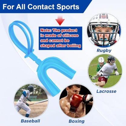 Dunzy 10 Pcs Football Mouth Guard with Strap - color: Blue and White, size: Adult