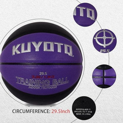 KUYOTQ 3LBS/3.3LBS/2.2LBS Weighted Heavy Training Basketball 29.5/28.5" in and Outdoor Improving Handling Dribbling Passing Rebounding Skill Composite Size 7/6 Weighted Training Basketball Equipment - color: Black+Purple, size: Size 7 Adult - 29.5"-3LBS