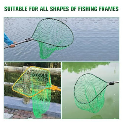 Fishing Net Fish Landing Net Foldable Fishing Replacement Net for Freshwater Saltwater Fishing Net Replacement Netting Green/Black 2 Colors Handle/Frame Not Included