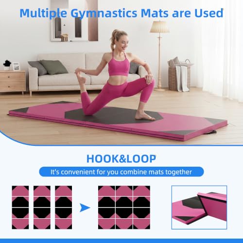 Polar Aurora 4'x8'x2 Thick Folding Gymnastics Exercise Mat Aerobics Stretching Yoga Mats - color: Pink-Black