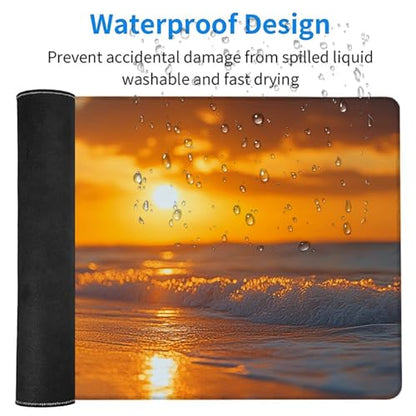 Sunset Gaming Mouse Pad, Mouse Pad 36x16in, Large Desk Mat with Non-Slip Rubber Base, Office Desk Accessories, Large Extended Gaming Keyboard Mat, Big Mousepad for Computer Gamer Office, Orange 2-6675